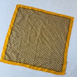 Glentex Vintage 100% Silk Scarf Yellow Geometric Honeycomb Print Made in Japan